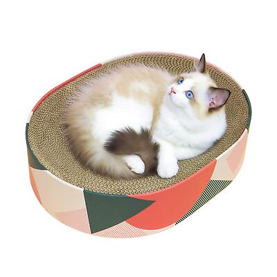 #ad Cat Scratcher Cardboard Bed Lounge Couch for Indoor Cats Oval Shape 17quot;x13quot; K... $38.09