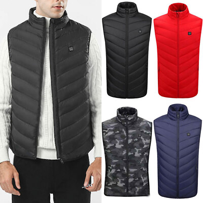 #ad Men Windproof Coat Body Warmer Sleeveless Jacket Heated Vest Top Thermal Zipped $22.79