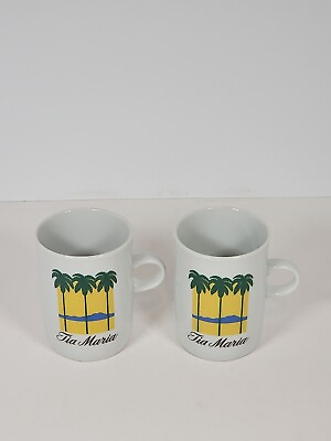#ad Vintage Tia Maria Coffee Espresso Porcelana Cups 2 Island Palm Tree Schmidt $12.98