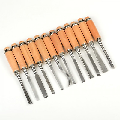 #ad 12pc Wood Carving Hand Chisel Tool Set Professional Woodworking Gouges Steel $31.98