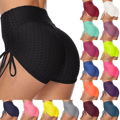 #ad Women High Waisted Yoga Shorts Sports Ruched Butt Lifting Workout Running Hot $12.54