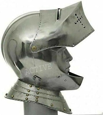 #ad Medieval LARP Knight Replica Engraved Warrior Helme Close Armor Silver Halloween $119.00