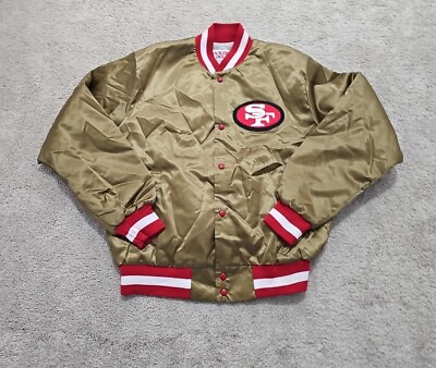 #ad Vintage Locker Line San Francisco 49ers SF Gold Satin Jacket Size Large Nwot $326.97