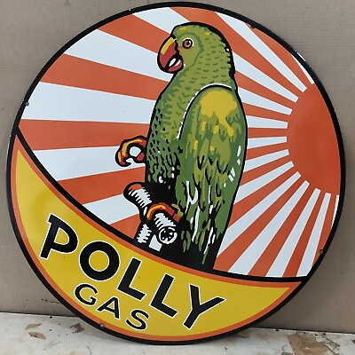 #ad Polly Gas Porcelain Enamel Metal Sign 30 x 30 Inches $145.00
