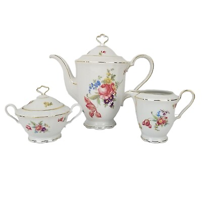 #ad Vintage Seltmann Weiden Marie Luise Teapot Creamer Sugar Bowl Tea Set Flowers $90.96