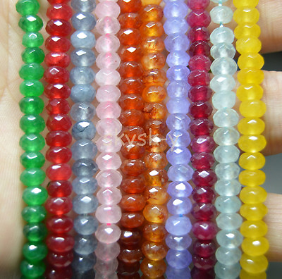 #ad Lots 4x6mm Faceted Multicolor Gemstone Abacus Rondelle Loose Beads 15quot; Strand $3.59