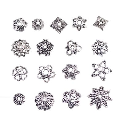 Metal Flower Bead Caps Tibetan Silver Color Beads Jewelry Making Charms 50Pcs #ad $9.99