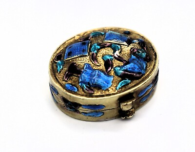 Ornate pill box in 925 silver with cloisonne $80.00