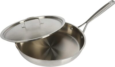 #ad Babish 12 Inch Stainless Fry Pan w Lid 12 inch Tri Ply Steel $86.14