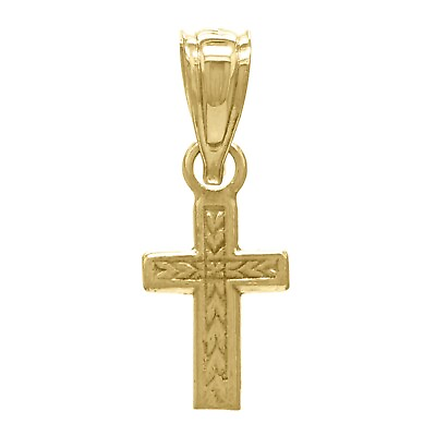 #ad 14K Yellow White or Rose Gold Small Cross Pendant Religious Charm $38.49