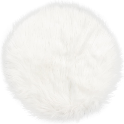#ad 15.7 Inches Mini White Round Faux Fur Sheepskin Area Rug Fluffy Small Circle Ru $18.38