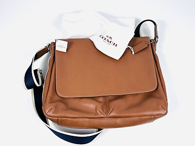 #ad NEW Coach Heritage Leather Messenger Shoulder Crossbody Bag Saddle F70556 Mens $285.00