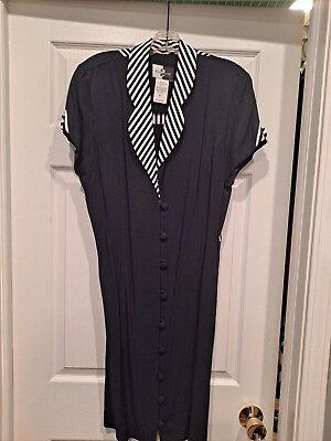 Nine 2 Nine Womens Blue And White Stripped Button Down Dress Size 12 $12.00