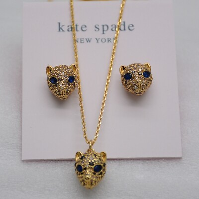 #ad Kate Spade Jewelry Unique Stud Earrings Cute Leopard pendant Necklace for girls $18.99