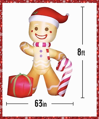 #ad 8FT Gingerbread Man LED Lights Christmas Inflatables Decorations Yard Decor NEW $87.40