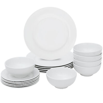 #ad 18 Piece Kitchen Dinnerware Set Service for 6 Include Bowls and Dishes White $36.58