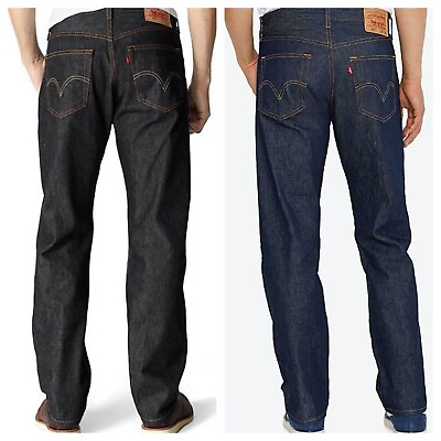 Levis 501 Original Shrink To Fit Button Fly Jeans Rigid Blue Black Jeans New $58.91