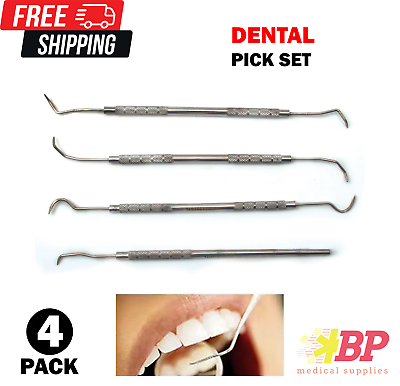 #ad Dental Pick Set 4 PCS Stainless Steel Dental Tools Kit Teeth Cleaning Tool $5.95