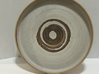 #ad #ad Handmade Pottery Dish Beige Brown And White Artist Signed 13.5quot; $29.77