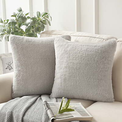 #ad Deluxe Soft Faux Rabbit Fur Series Decorative Throw Pillow 18quot; x 18quot; 2 Pack $35.14