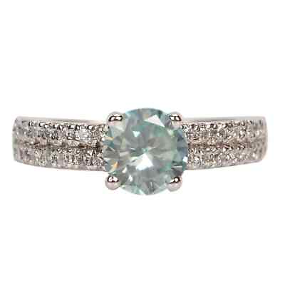 Round Shape 1.20Ct 100% Natural Light Blue Diamond Solitaire Ring In 14KT Gold $1909.00