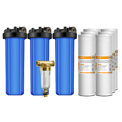 #ad 20 Inch Big Blue Whole House Water Filter Housing System 20quot; x 4.5quot; Carbon Block $55.99