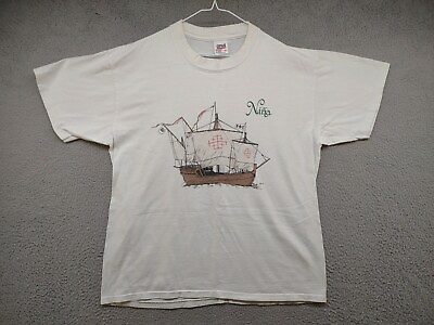 Vintage Discover the Nina Columbus Ship Double Sided Single Stitch Shirt SZ XL $10.99