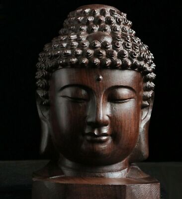 #ad #ad 6.5quot; Agilawood Carved Wood Tibetan Buddhism Sakyamuni Buddha Head Statue $60.15