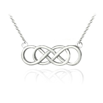 #ad 925 Sterling Silver Double Infinity Necklace 18quot; $21.99