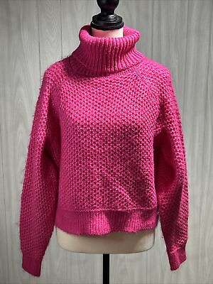 Zenana Pink Knit Turtleneck Sweater Size Large $10.69