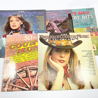 #ad Country Music History Stars Hits Feeling LP Vinyl Lot of 5 Greatest Hits Western $14.99
