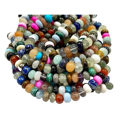 #ad Mixed Gemstones Rondelle Shape Beads Strand Size 8 9mm 18 Inch Long $17.95