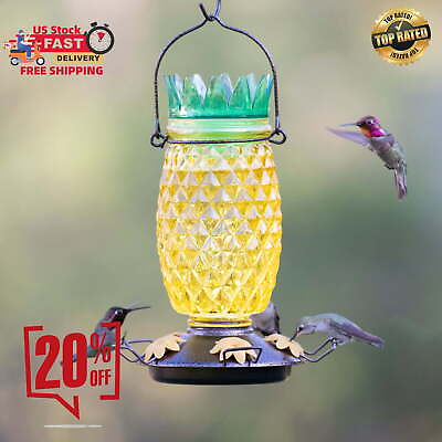 Yellow Pineapple Top Fill Glass Hummingbird Feeder – 28 oz $23.60