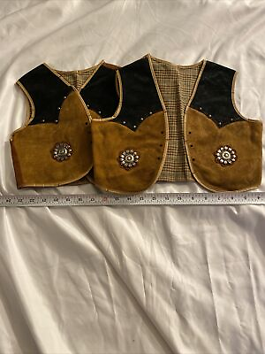 #ad Vtg Cow Girls Vests Set Of Two Leather $9.99