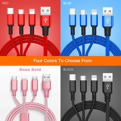 #ad 3 in 1 Fast USB Charging Cable Universal Multi Function Cell Phone Charger Cord $3.25
