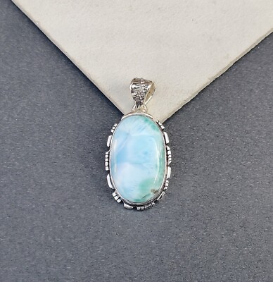 #ad Solid 925 Sterling Silver Blue Larimar Gemstone Pendant Women#x27;s Pendant Gift $114.49