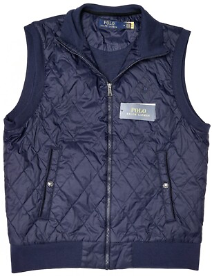 #ad Polo Ralph Lauren Navy Blue Vest Full Zip Stretch Fleece Lined Sleeveless $198 $124.09