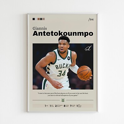 #ad Giannis Antetokoumpo poster Milwaukee Bucks art Basketball print Bucks Print $26.91