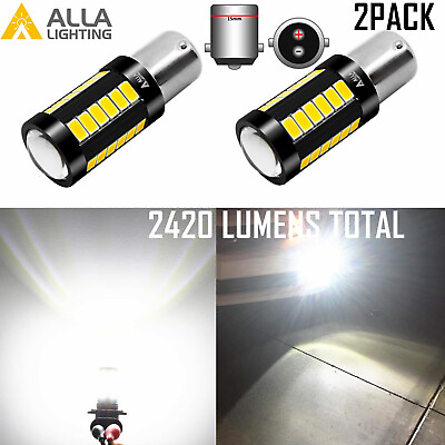 #ad ALLA LIGHTING LED Brake Light Bulbs Stop Lamps BA15D 1176White Color $19.98