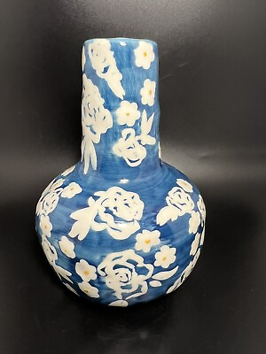 #ad Vintage Anthropologie Leah Reena Goren Blue amp; White Gourd Shaped Vase $19.99