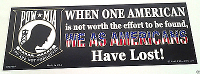 #ad POW*MIA WHEN ONE AMERICAN IS NOT... Military Bumper Sticker BM0005 EE $4.99