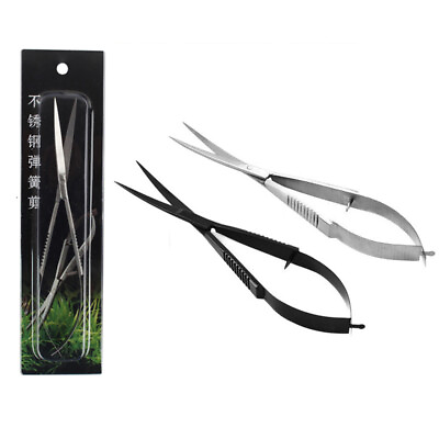 #ad Stainless Steel Straight Curved Spring Scissor Cuts Water Grass Aquatic T ff C $11.50