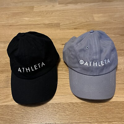 2 ATHLETA Logo Hat Baseball Cap Women#x27;s Strepback Gray 100% Cotton Dad Hat $17.99
