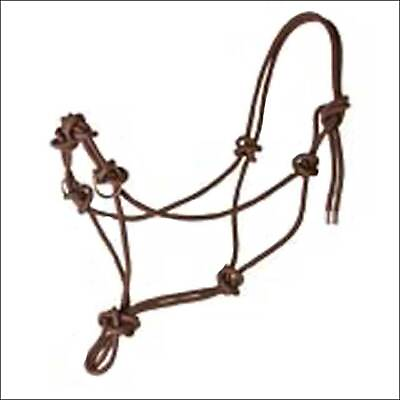 #ad 63AI Hilason Western Tack Side Pull Horse Rope Halter Brown W. Nickle Plated $15.95