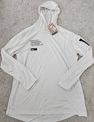 #ad Nike University Of Virginia Dri Fit Mens Large Long Sleeve Hooded T Shirt White $40.99