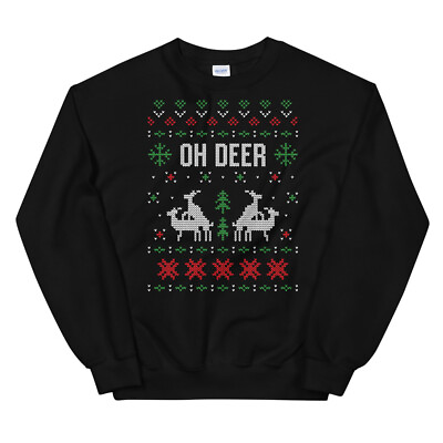 #ad Oh Deer Reindeer Ugly Christmas Style Winter Holiday Party Unisex Sweatshirt $36.99