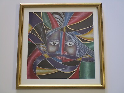 #ad CONTEMPORARY PAINTING ABSTRACT EXPRESSIONISM COLORFUL PORTRAIT CUBIST MODERNIST $450.00