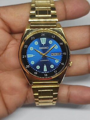 Seiko Automatic Day Date Vintage 36Mm Stainless Steel Men#x27;s Watch Blue Dial. #ad $60.00