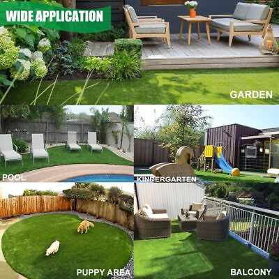 #ad 12x40ftArtificial Grass Fake Synthetic Rug Garden Landscape Lawn Carpet Mat Turf $306.69