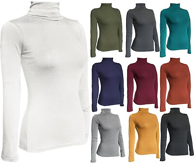 #ad Women#x27;s Basic Turtleneck Long Sleeve Top Shirts Layering Top $14.95